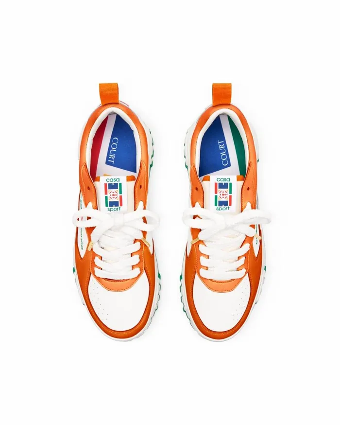 Sneakers Women Casablanca Paris Court Orange and White Sneaker
