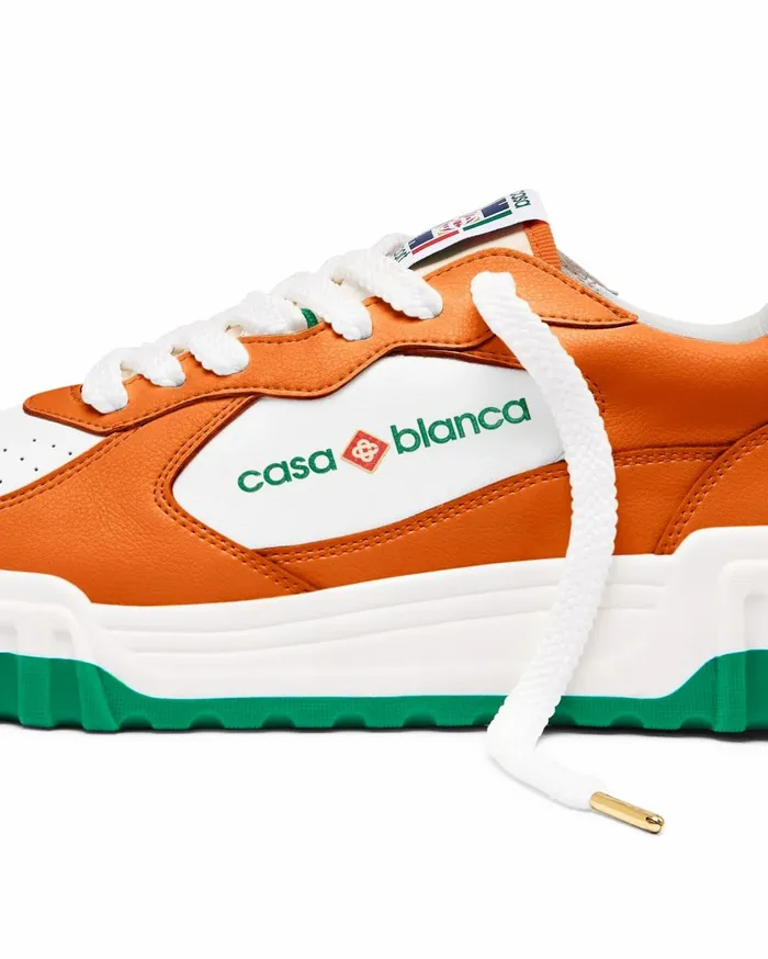 Sneakers Women Casablanca Paris Court Orange and White Sneaker