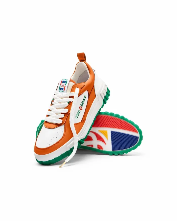 Sneakers Women Casablanca Paris Court Orange and White Sneaker
