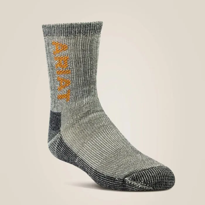 Socks Kids Ariat Wool Crew Sock 2 Pair Pack Grey