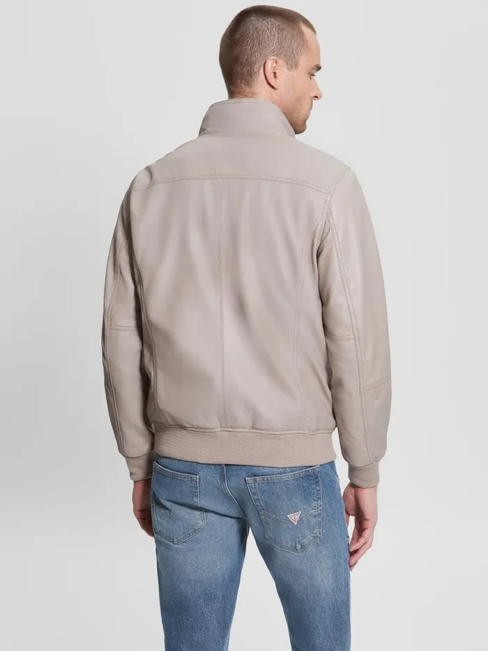 Soft Leather Jacket Pasadena Stone Jackets and Coats GUESS Men