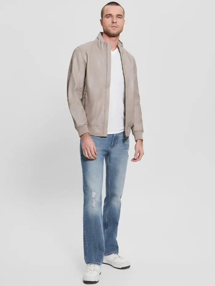 Soft Leather Jacket Pasadena Stone Jackets and Coats GUESS Men