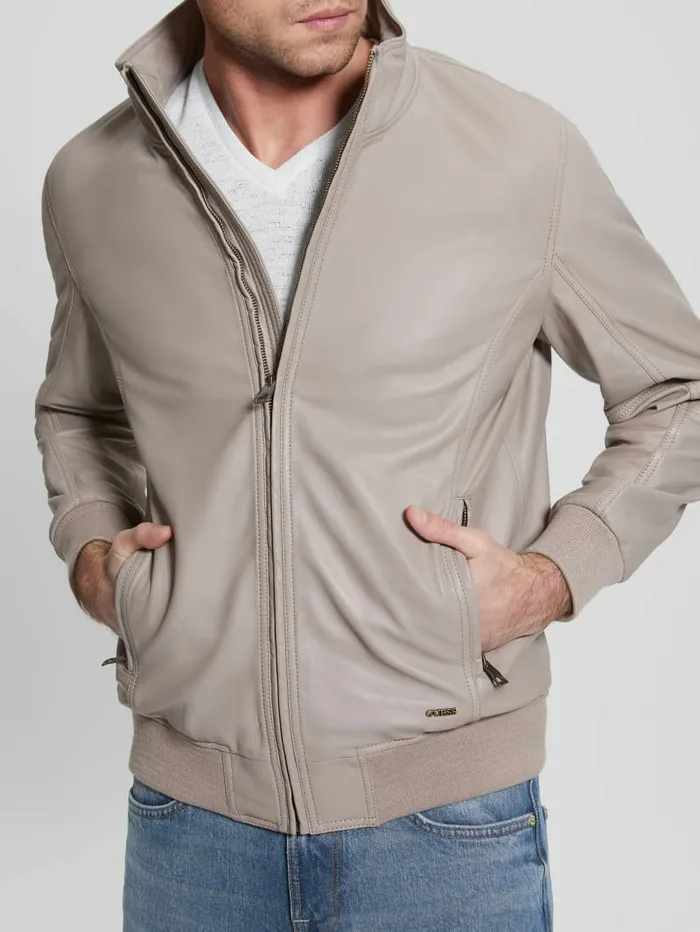 Soft Leather Jacket Pasadena Stone Jackets and Coats GUESS Men