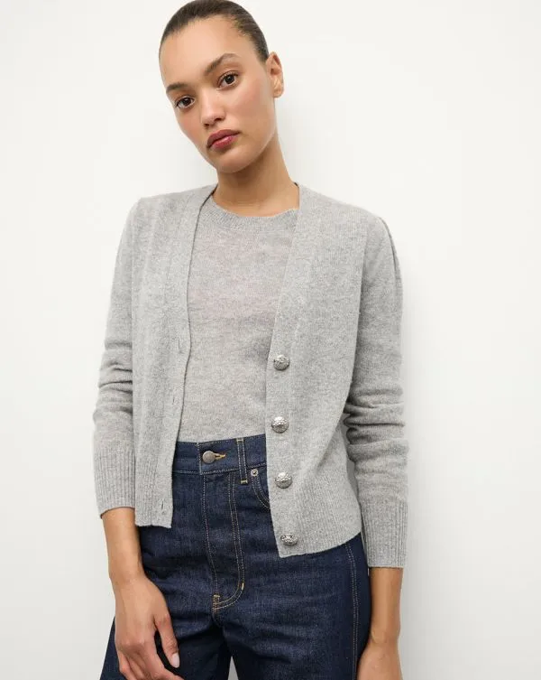 Solene Cashmere Cardigan Heather Grey Women Veronica Beard Sweaters