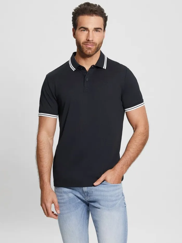 Sports Pique Polo Bleu lgant Men Shirts GUESS