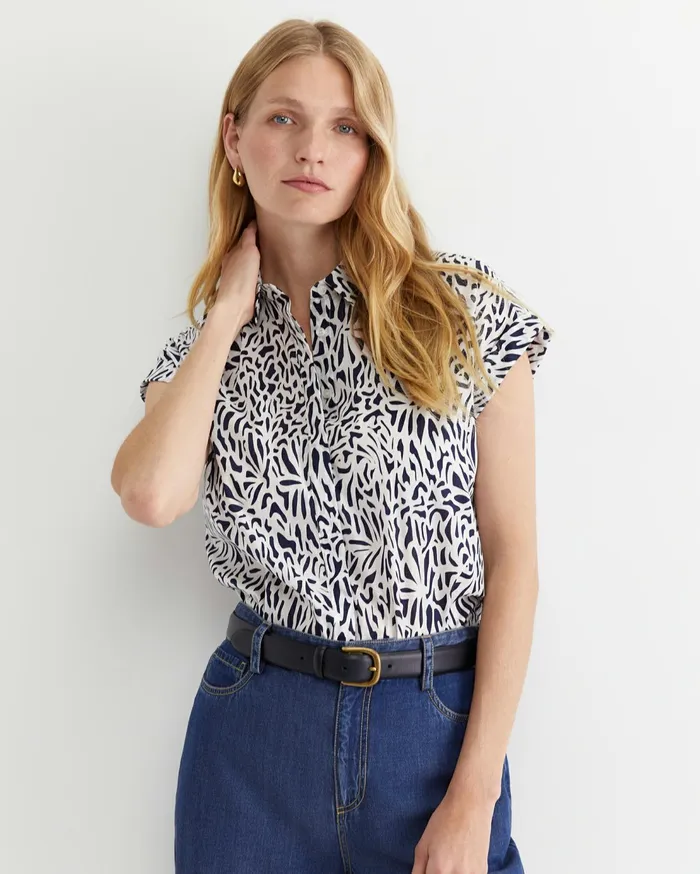 Sportscraft Adriana Lily Voile Shirt Whitenavy Women Shirts