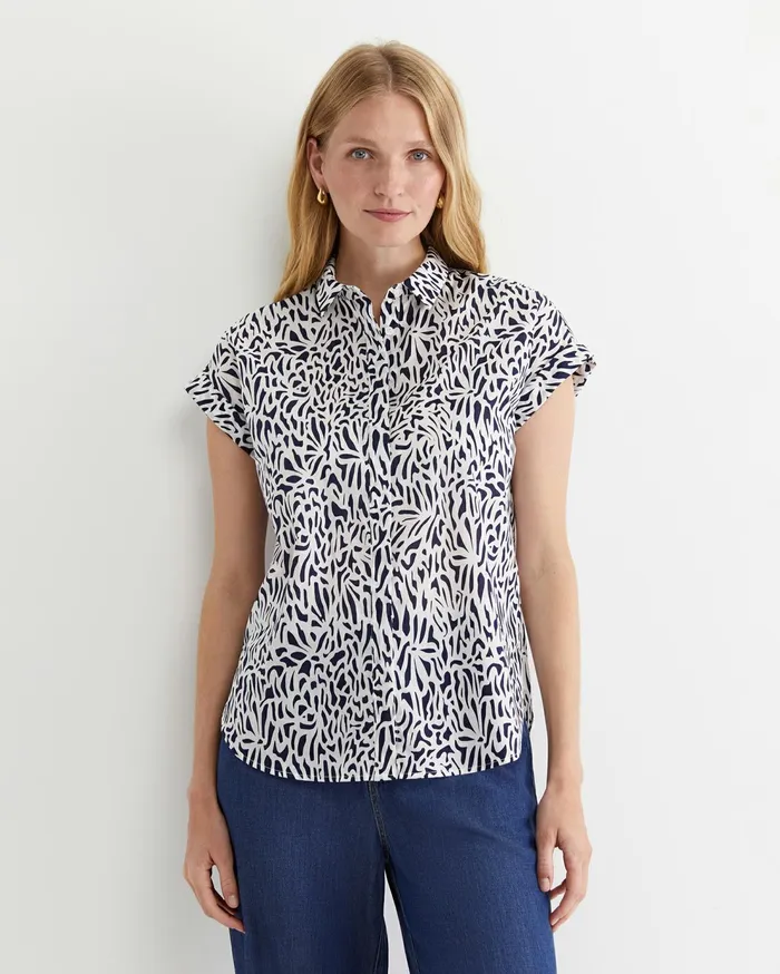 Sportscraft Adriana Lily Voile Shirt Whitenavy Women Shirts