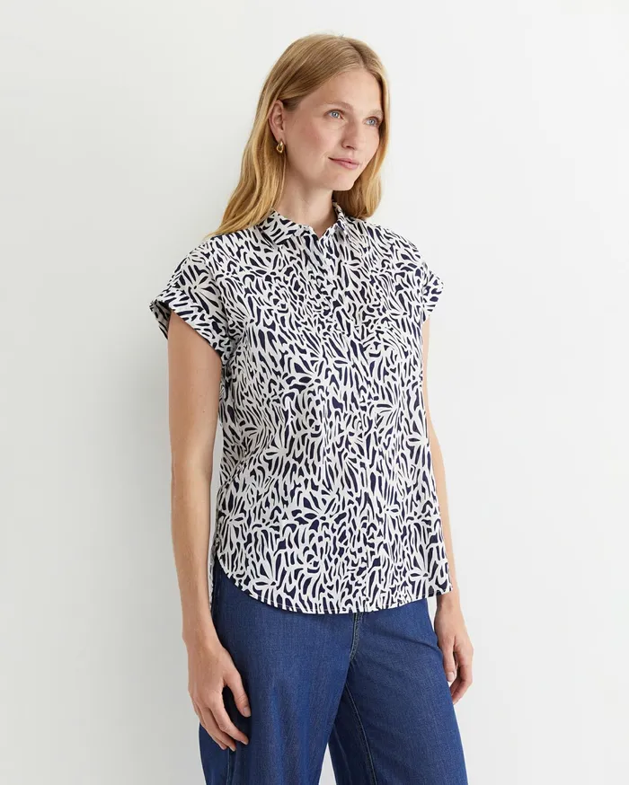 Sportscraft Adriana Lily Voile Shirt Whitenavy Women Shirts