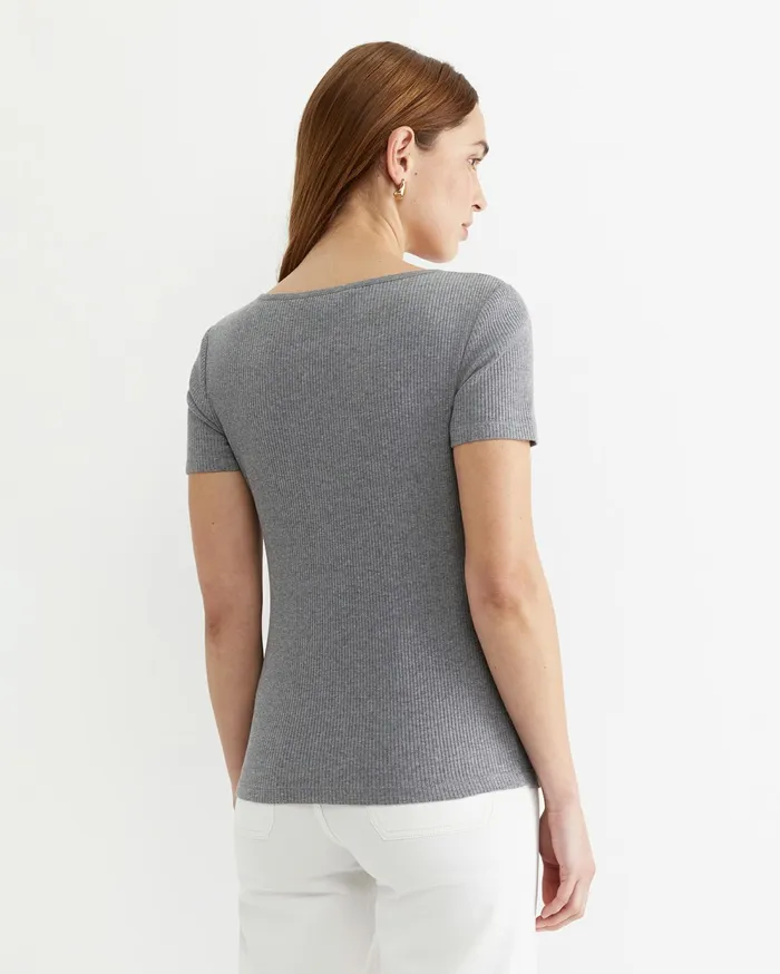 Sportscraft Allie Scoop Rib Tee Charcoal Melange Women Tops and Tees