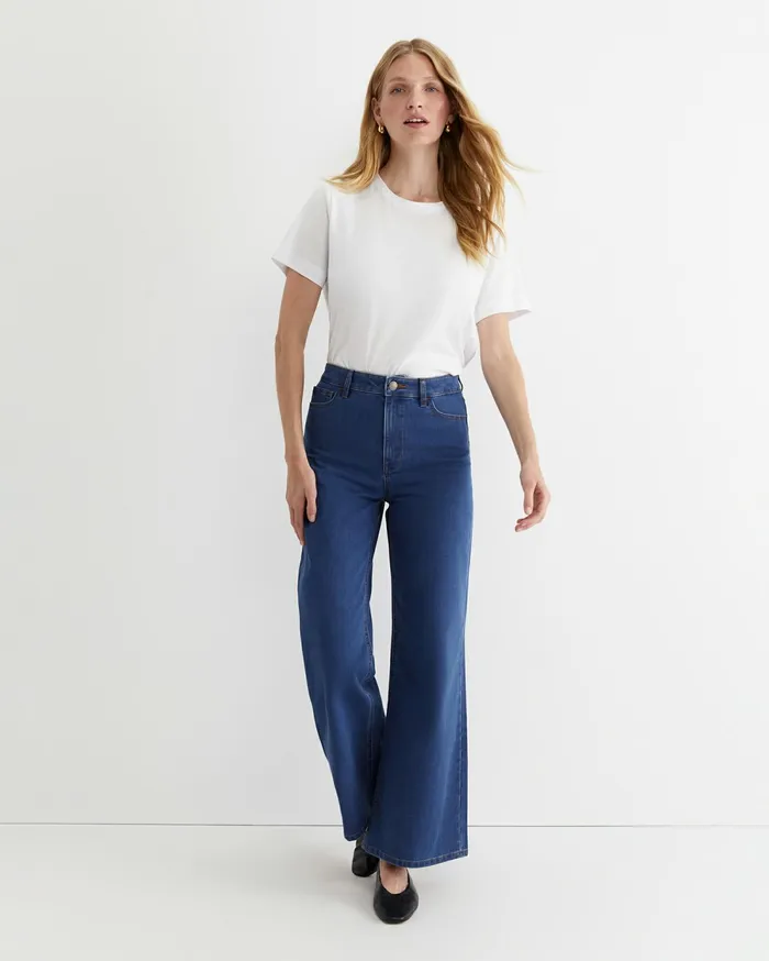Sportscraft Alyse Wide Leg Jean Mid Wash Women Pants