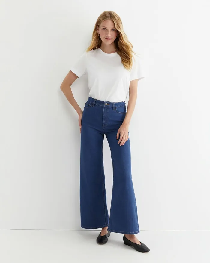 Sportscraft Alyse Wide Leg Jean Mid Wash Women Pants