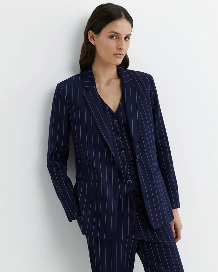 Sportscraft Brianne Stripe Blazer Navywhite Women Blazers