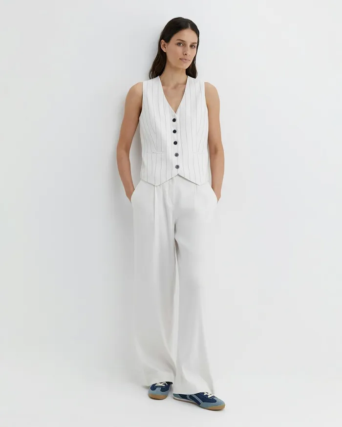 Sportscraft Brianne Stripe Vest Whitenavy Women Jackets and Vests