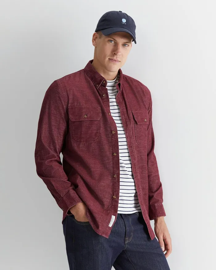 Sportscraft Cullen Cord Shirt Wineberry Men Shirts