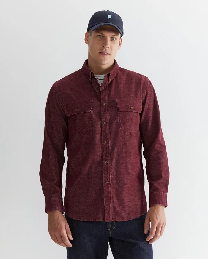 Sportscraft Cullen Cord Shirt Wineberry Men Shirts