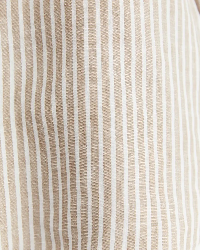 Sportscraft Dahlia Stripe Linen Shirt Tanwhite Women Shirts