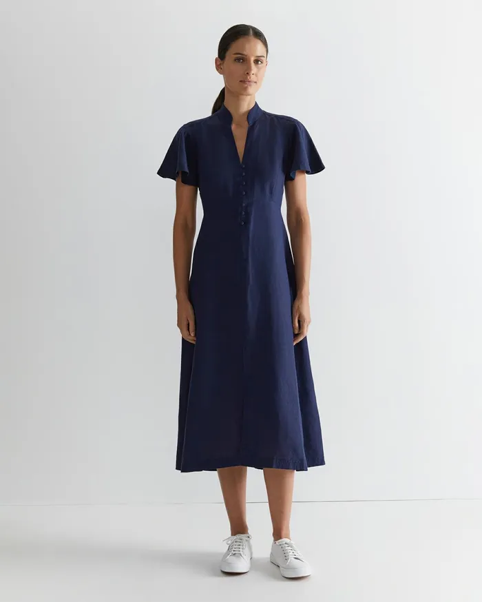Sportscraft Faye Fit And Flare Midi Dress Navy Women Dresses