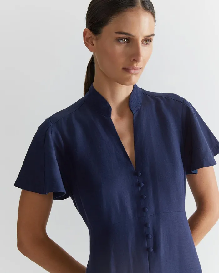 Sportscraft Faye Fit And Flare Midi Dress Navy Women Dresses