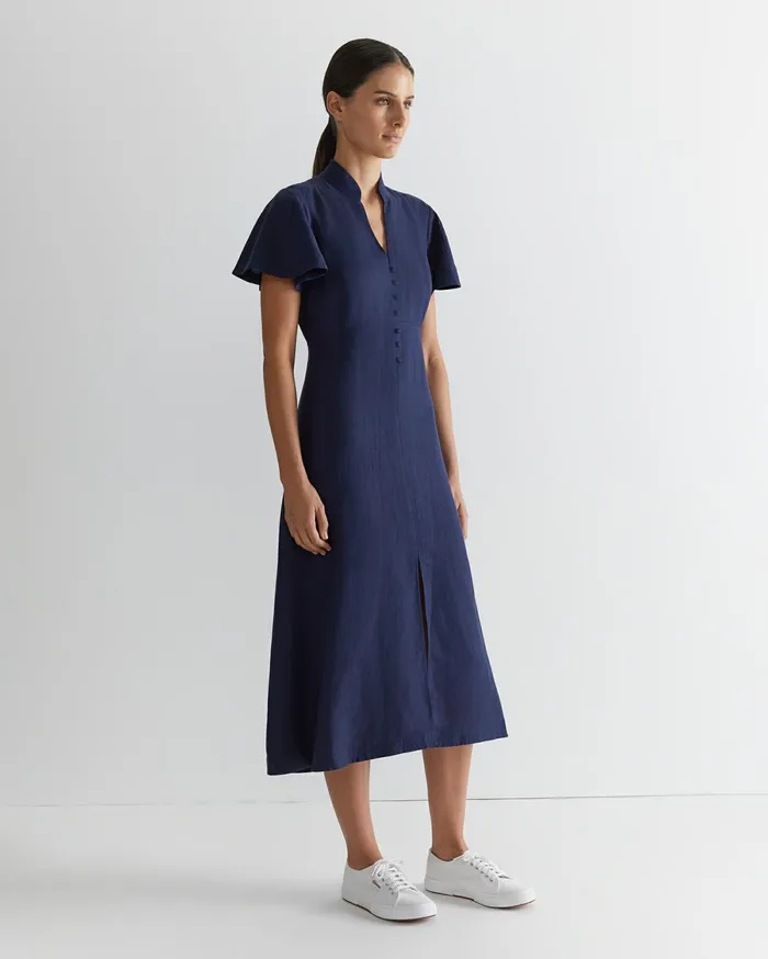 Sportscraft Faye Fit And Flare Midi Dress Navy Women Dresses