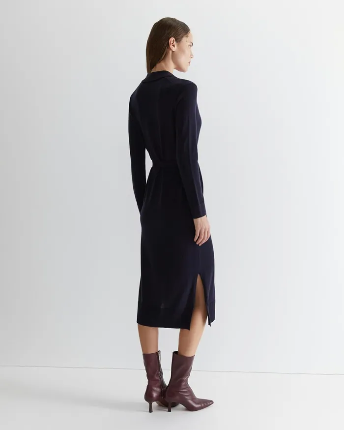 Sportscraft Francis Merino Wool Knit Dress Navy Women Dresses