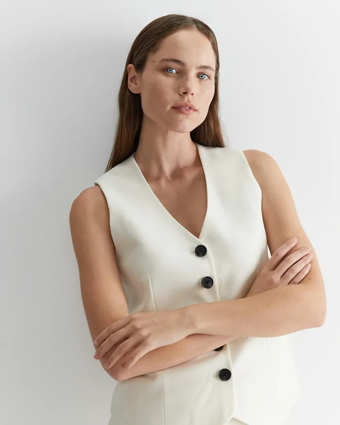 Sportscraft Frankie Twill Vest Winter White Women Jackets and Vests