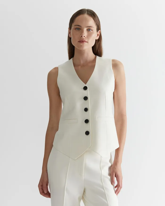 Sportscraft Frankie Twill Vest Winter White Women Jackets and Vests