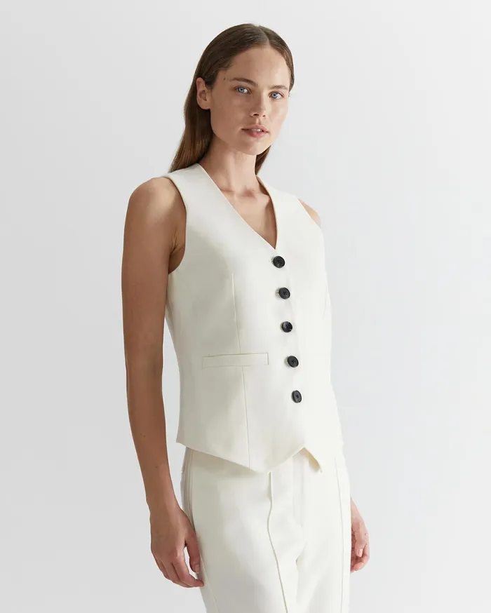 Sportscraft Frankie Twill Vest Winter White Women Jackets and Vests