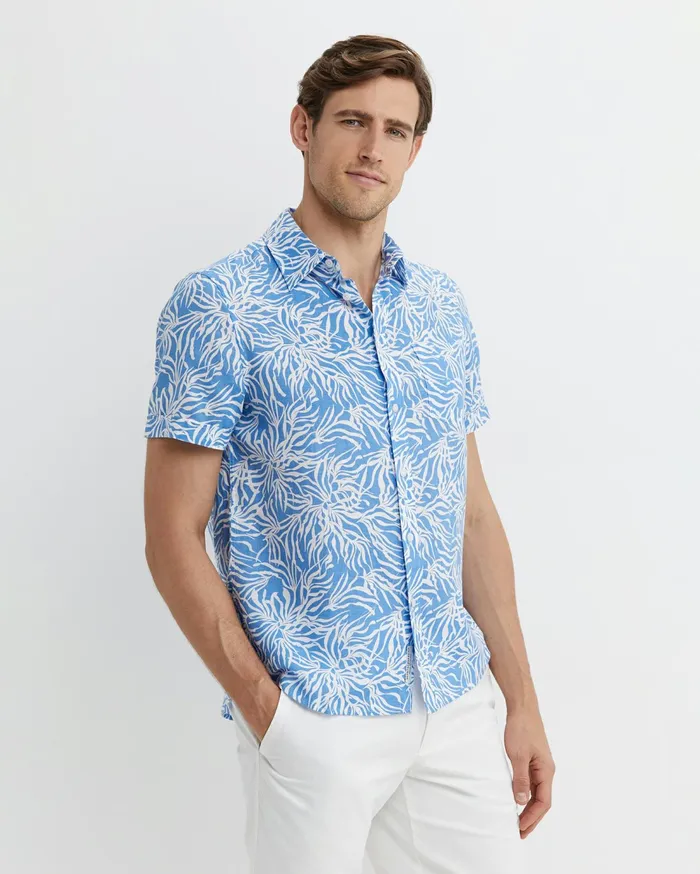 Sportscraft Hogan Short Sleeve Shirt Blue Multi Men Shirts