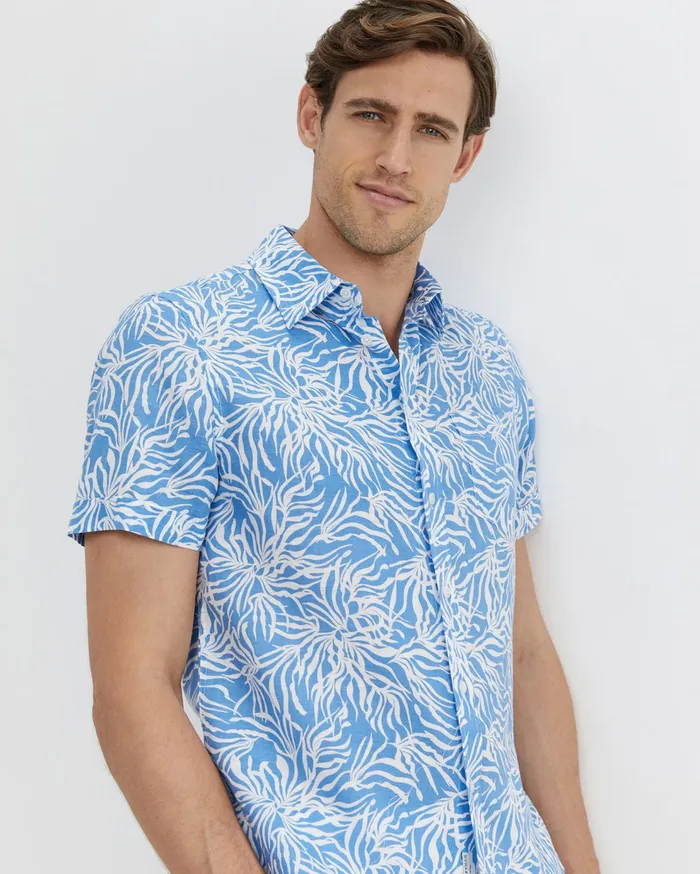 Sportscraft Hogan Short Sleeve Shirt Blue Multi Men Shirts