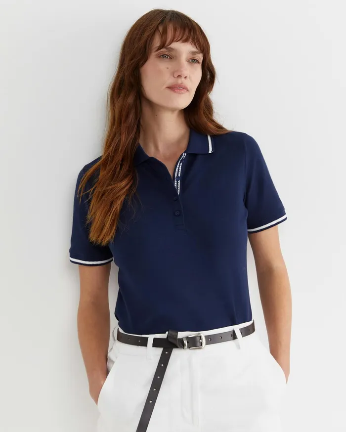 Sportscraft Jodie Pique Polo Navy Women Tops and Tees