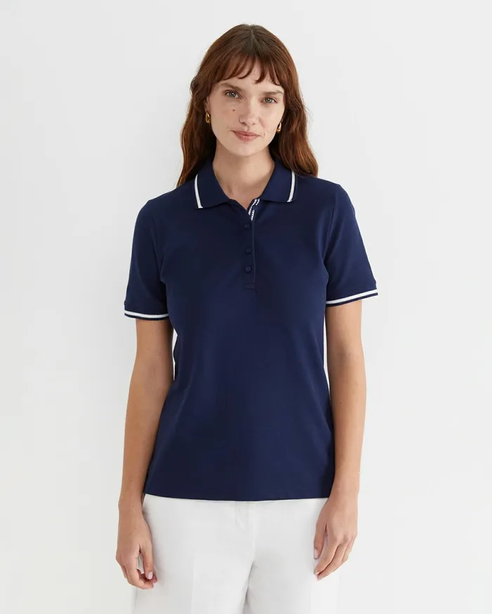 Sportscraft Jodie Pique Polo Navy Women Tops and Tees