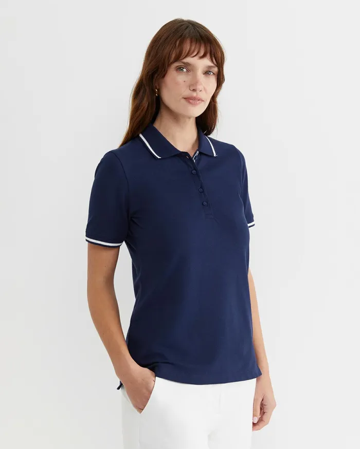 Sportscraft Jodie Pique Polo Navy Women Tops and Tees