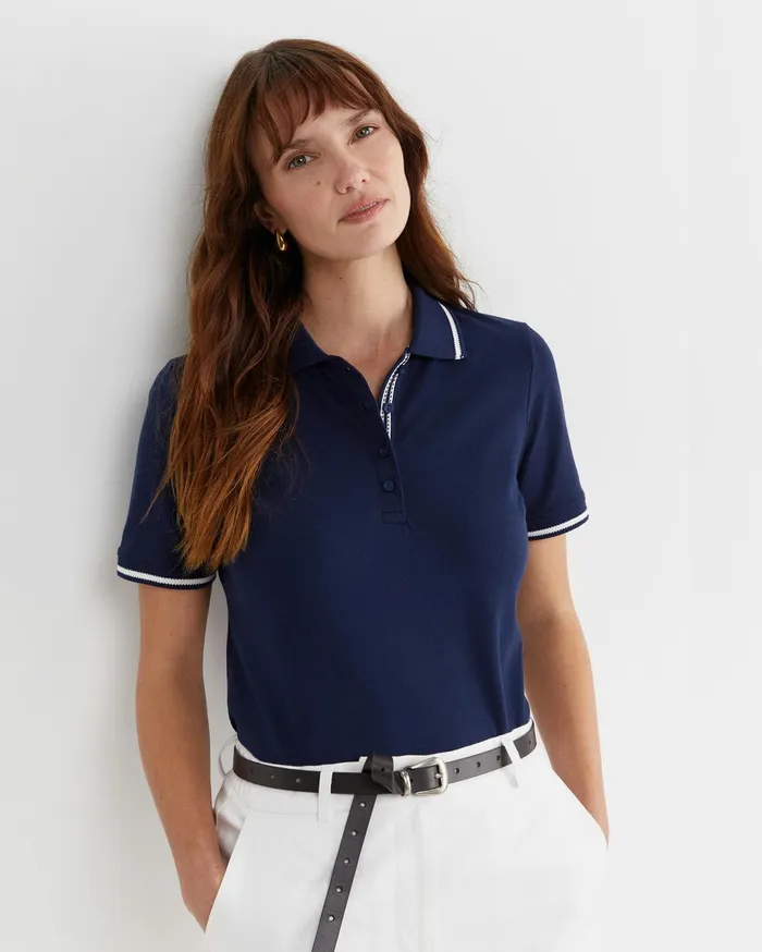 Sportscraft Jodie Pique Polo Navy Women Tops and Tees