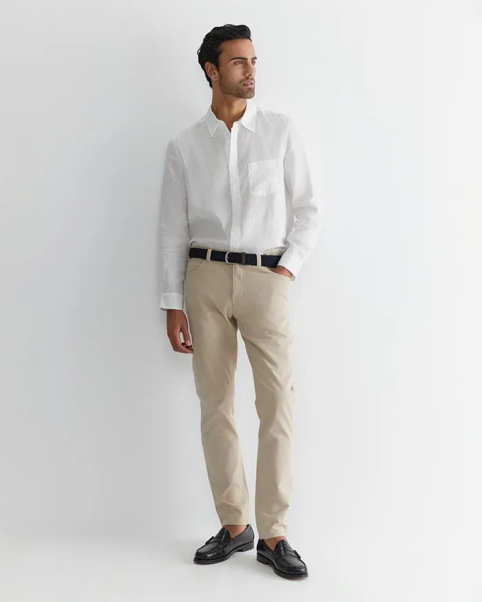 Sportscraft Long Sleeve Linen Shirt White Men Shirts