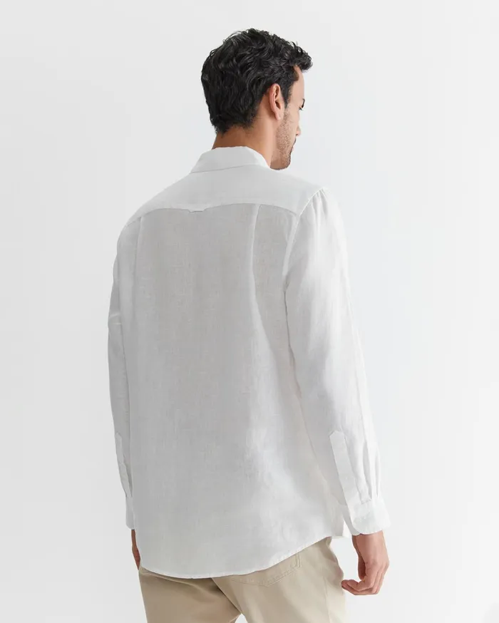 Sportscraft Long Sleeve Linen Shirt White Men Shirts
