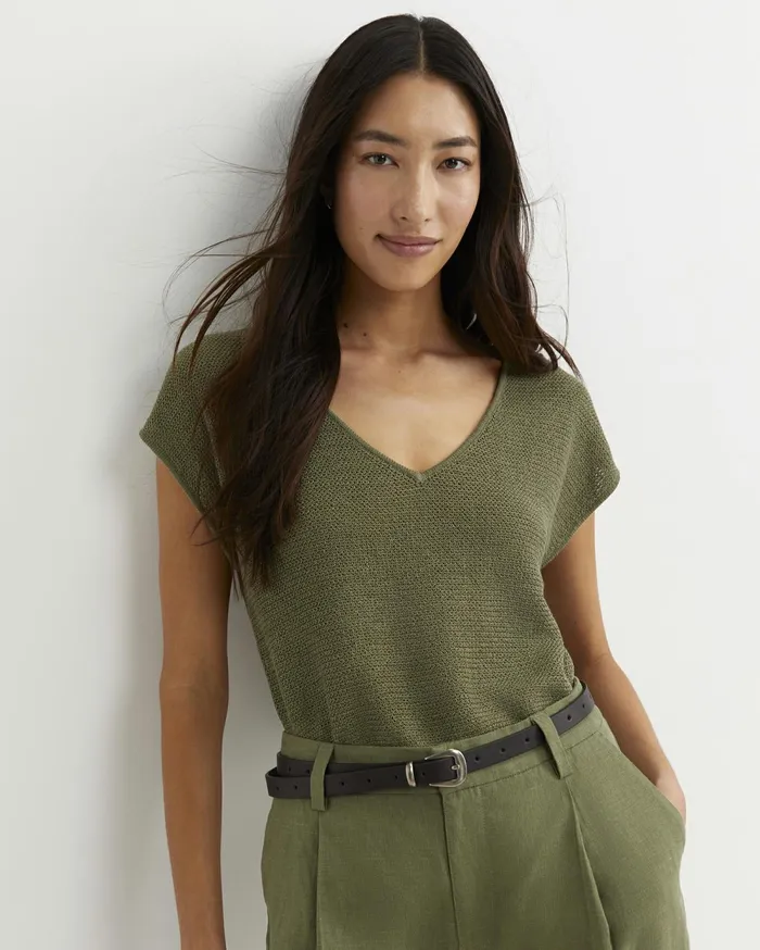 Sportscraft Luisa VNeck Knit Top Khaki Women Tops and Tees
