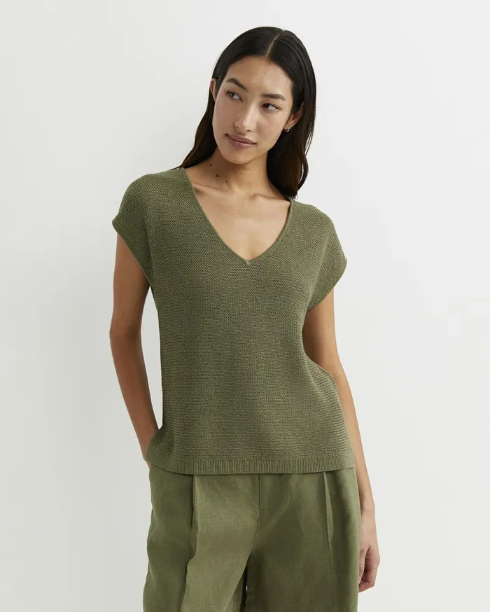 Sportscraft Luisa VNeck Knit Top Khaki Women Tops and Tees