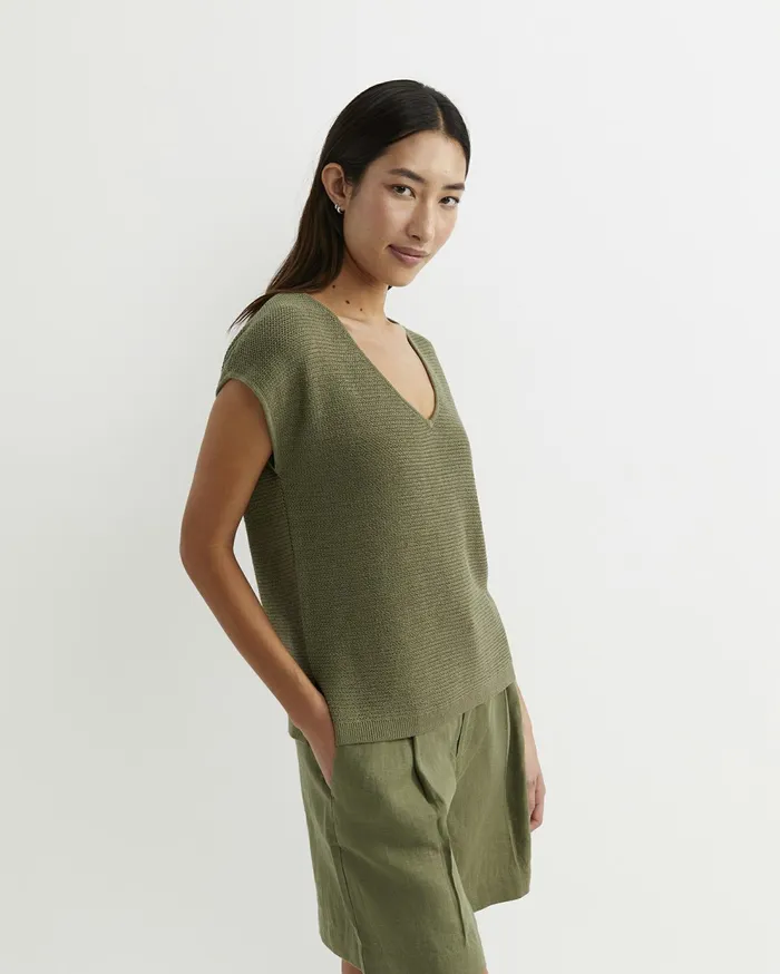 Sportscraft Luisa VNeck Knit Top Khaki Women Tops and Tees