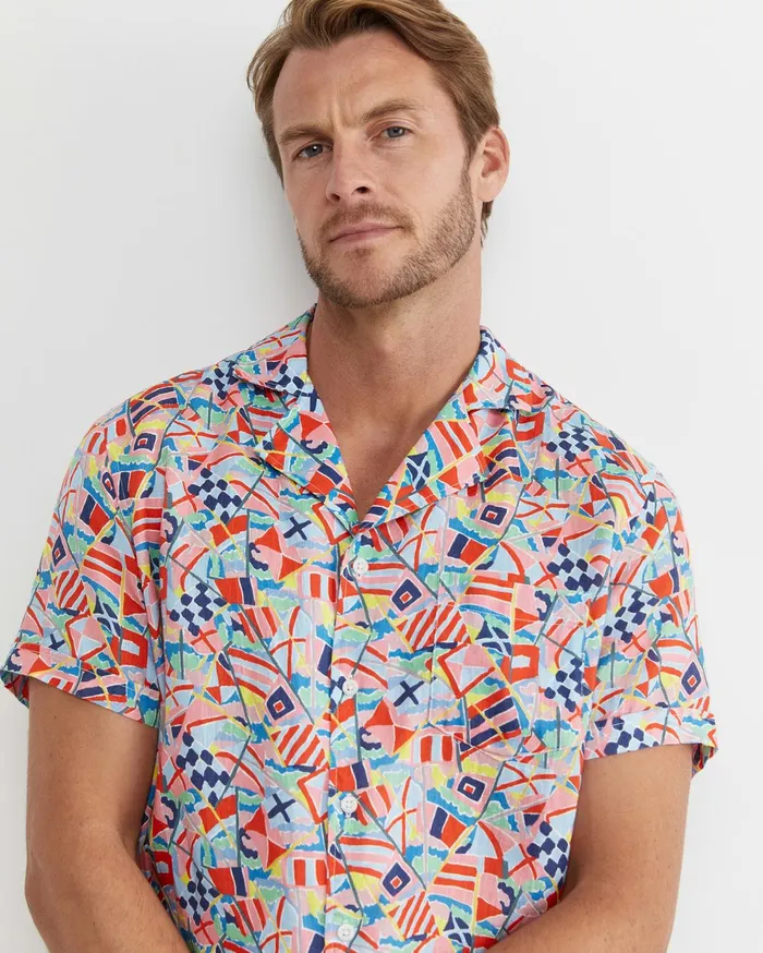 Sportscraft Mac Short Sleeve Liberty Cuban Shirt Multi Men Shirts