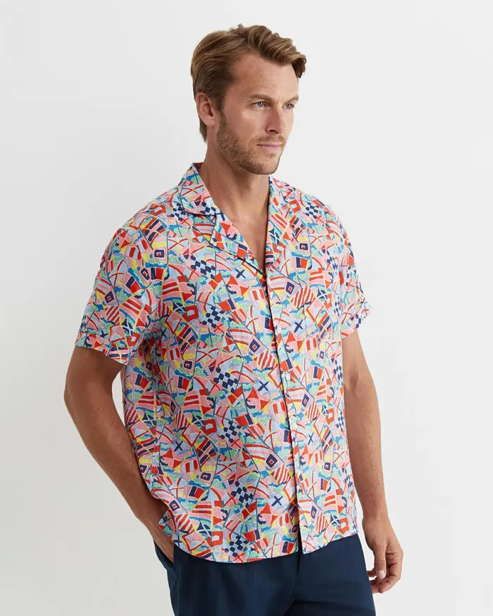 Sportscraft Mac Short Sleeve Liberty Cuban Shirt Multi Men Shirts