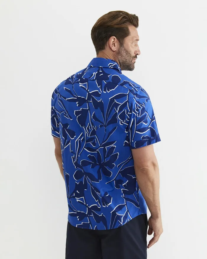 Sportscraft Marks Short Sleeve Cotton Shirt Navy Multi Men Shirts