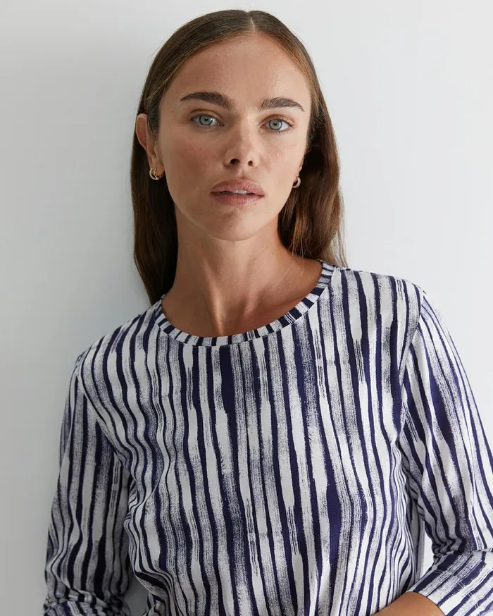 Sportscraft Maya 34 Mercerised Tee Navywhite Women Tops and Tees