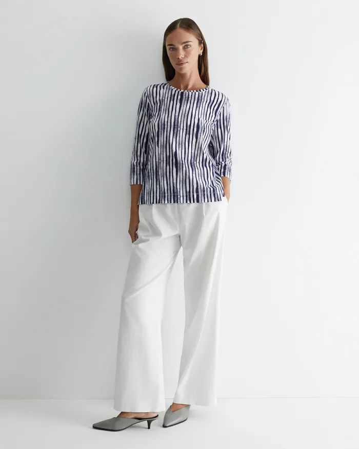 Sportscraft Maya 34 Mercerised Tee Navywhite Women Tops and Tees