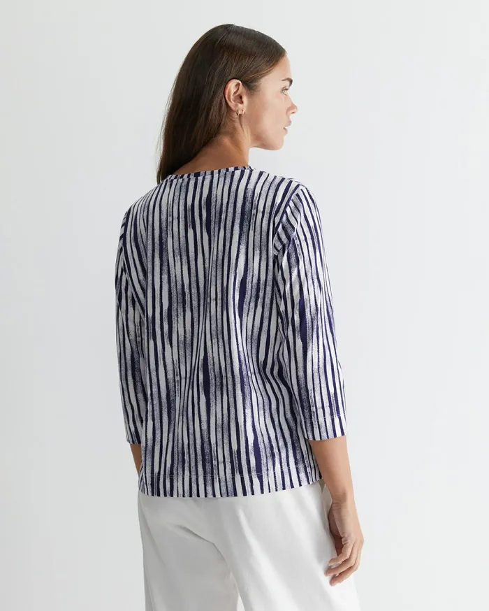 Sportscraft Maya 34 Mercerised Tee Navywhite Women Tops and Tees