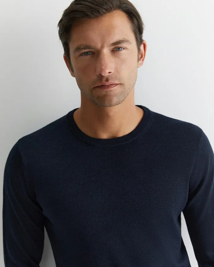Sportscraft Merino Crew Neck Knit Navy Men Knitwear