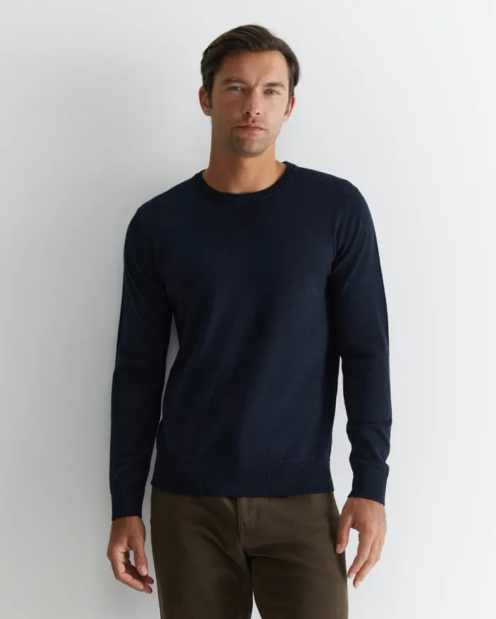 Sportscraft Merino Crew Neck Knit Navy Men Knitwear