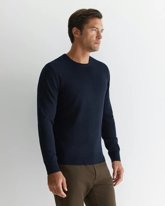 Sportscraft Merino Crew Neck Knit Navy Men Knitwear