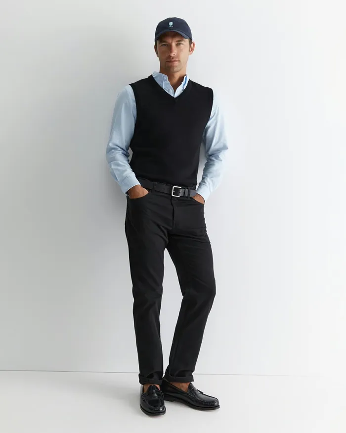 Sportscraft Merino Vest Black Men Knitwear