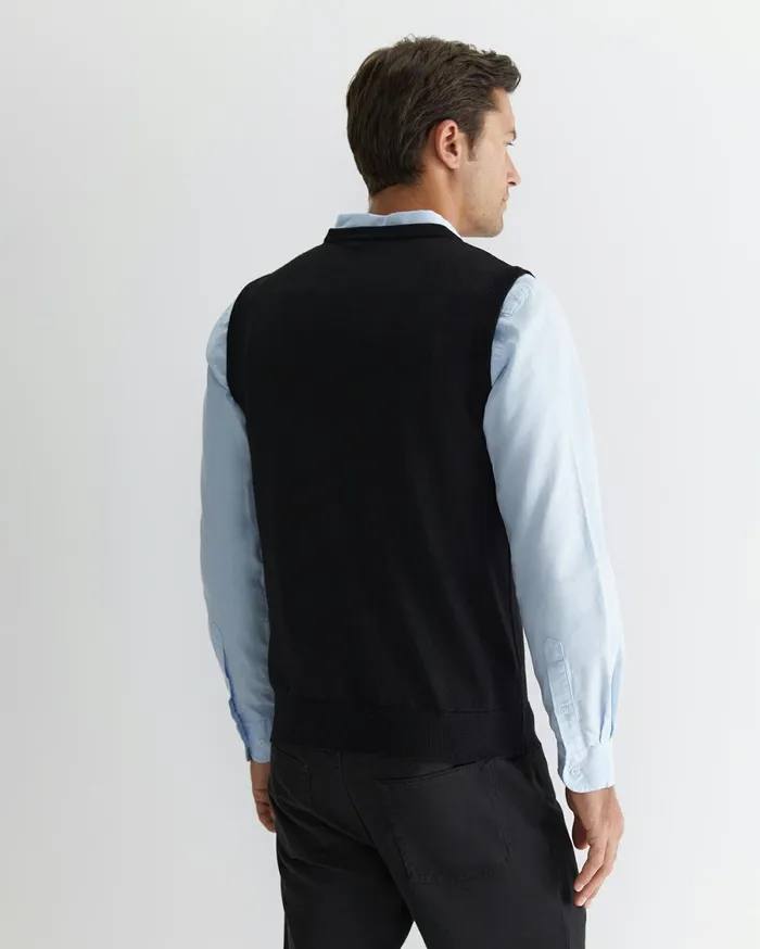Sportscraft Merino Vest Black Men Knitwear