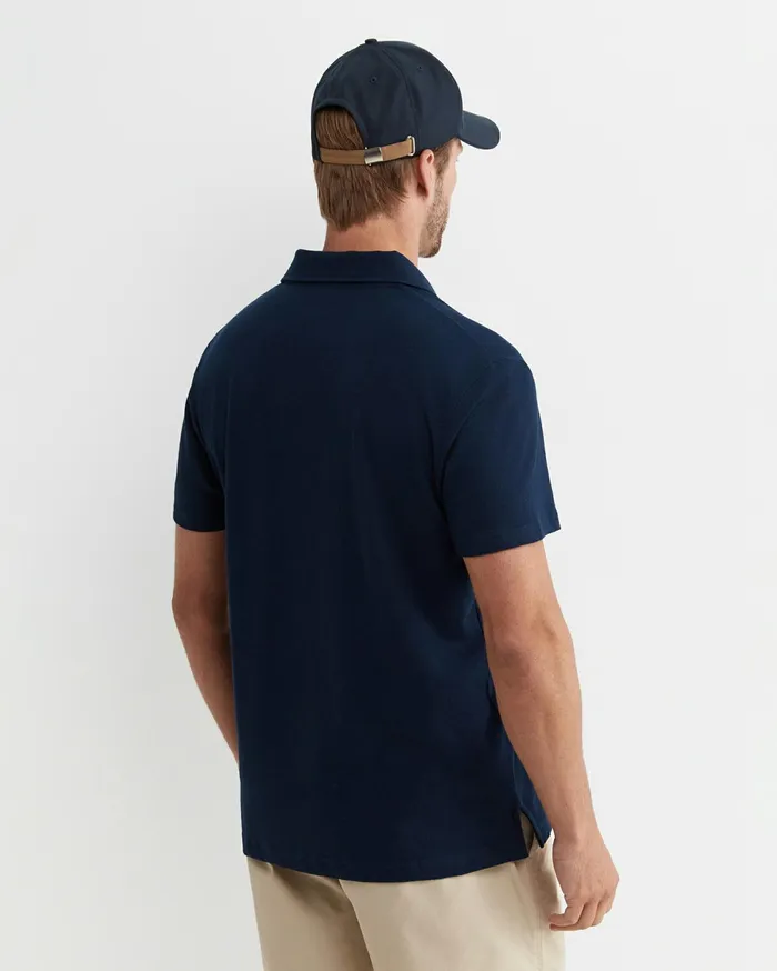 Sportscraft Osborne Linen Blend Polo Navy Men TShirts and Polos
